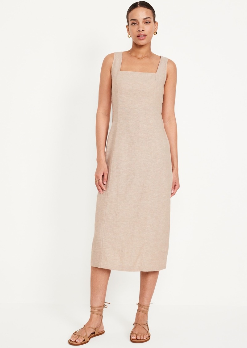 Old Navy Sleeveless Linen-Blend Midi Dress