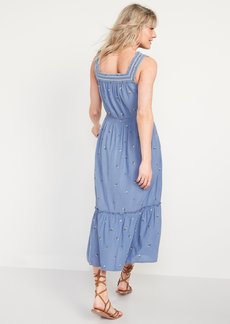 Old Navy Sleeveless Waist-Defined Embroidered Clip-Dot Maxi Dress for Women
