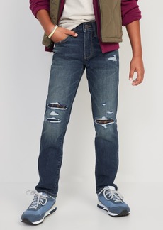 Old Navy Slim 360° Stretch Ripped Plaid-Patch Jeans for Boys