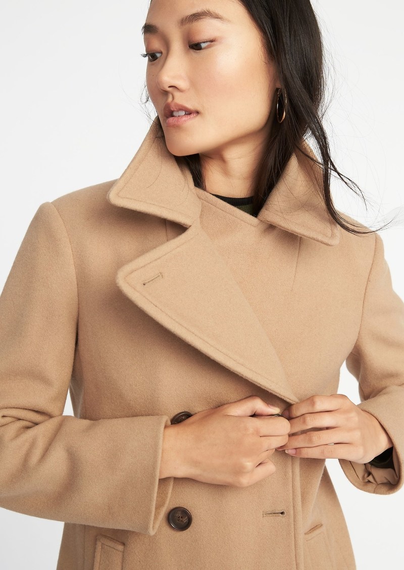 old navy long soft brushed peacoat