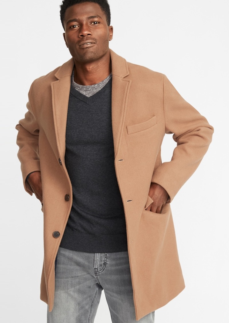 Soft-Brushed Button-Front Topcoat for Men, Old Navy