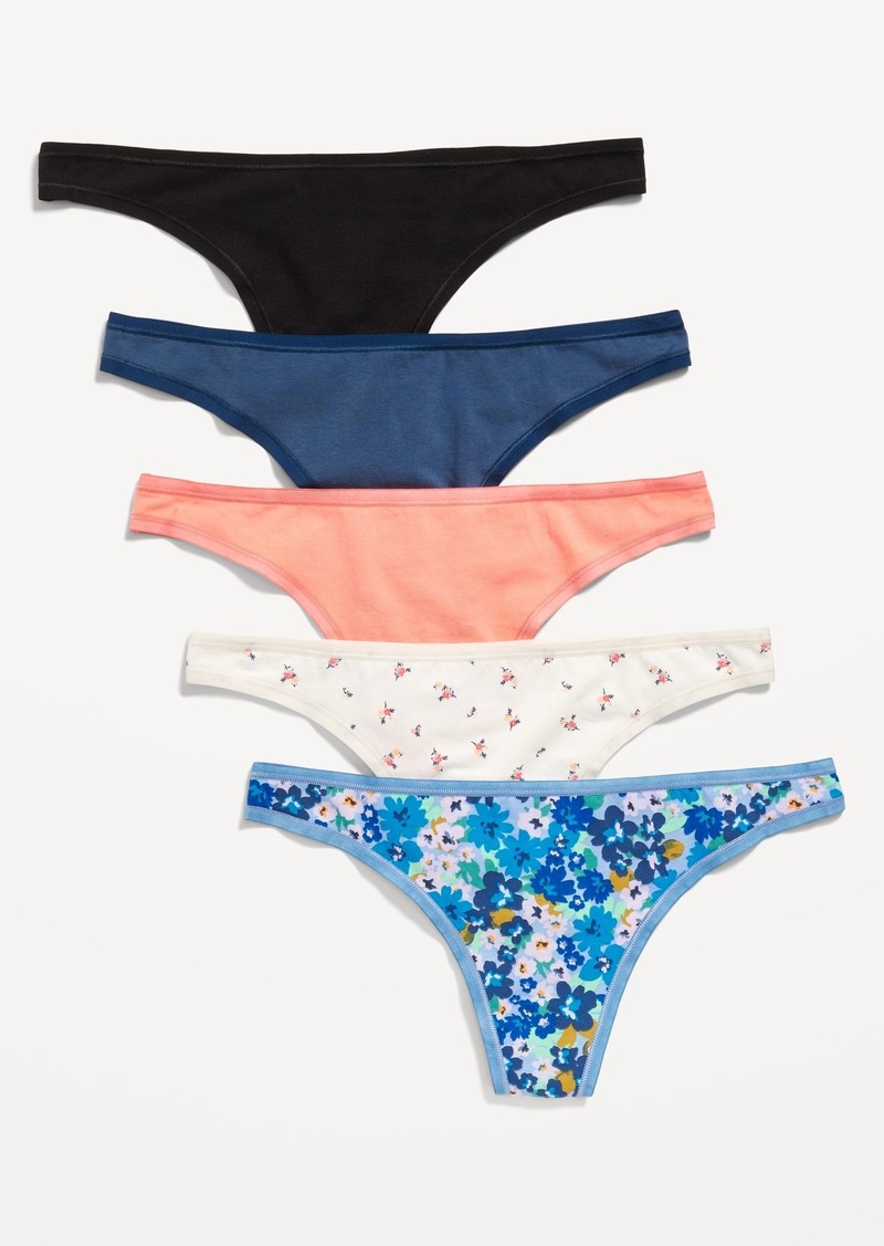 Old Navy Mid-Rise Everyday Cotton Thong 5-Pack