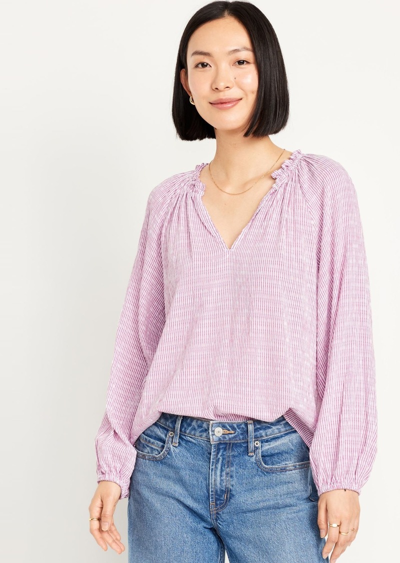 Old Navy Split-Neck Seersucker Top