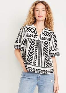 Old Navy Split-Neck Textured Top