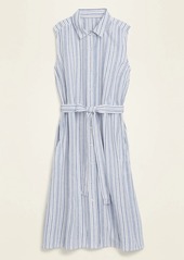 Old Navy Striped Linen-Blend Tie-Belt Shirt Dress for Women