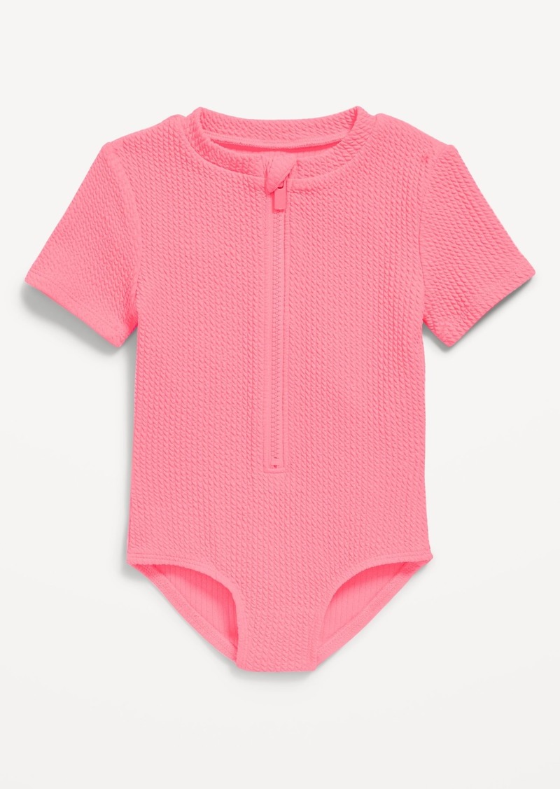Old Navy Textured Zip-Front Rashguard One-Piece Swimsuit for Toddler Girls