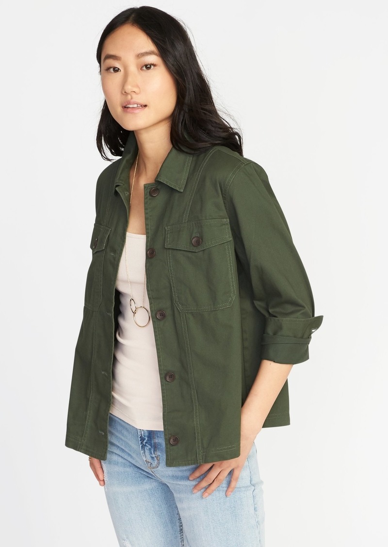 On Sale Today Old Navy Twill Utility Swing Jacket For Women