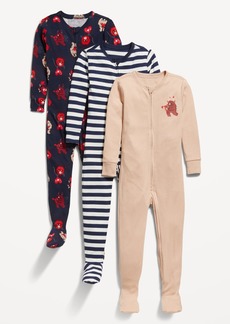 Old Navy Unisex 2-Way-Zip Snug-Fit Pajama One-Piece 3-Pack for Toddler & Baby
