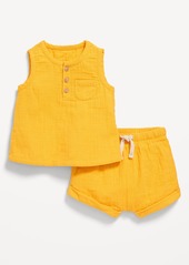 Old Navy Unisex Double-Weave Tank Top and Shorts Set for Baby