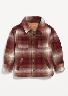 Old Navy Unisex Sherpa-Lined Plaid Shacket for Toddler