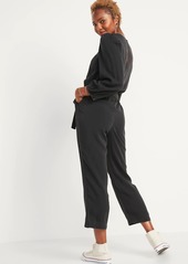 Old Navy V-Neck Tie-Belt Black Chambray Jumpsuit for Women