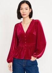 Old Navy Waist-Defined Velvet Peplum Top