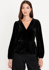 Old Navy Waist-Defined Velvet Peplum Top