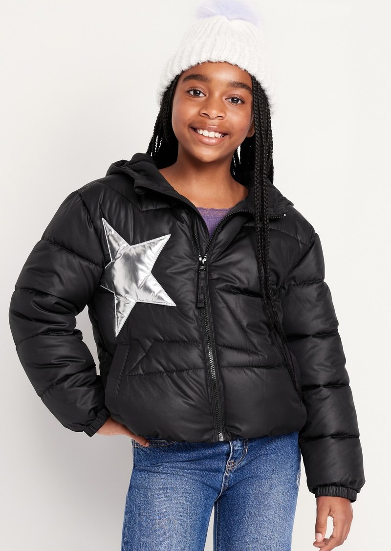 Old Navy Water-Resistant Quilted Graphic Puffer Jacket for Girls