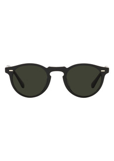 Oliver Peoples Gregory Peck 1962 47mm Polarized Round Folding Sunglasses in Black/Polar at Nordstrom