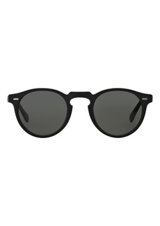 Oliver Peoples Gregory Peck 50mm Polarized Round Sunglasses in Matte Black/Crystal Midnight at Nordstrom