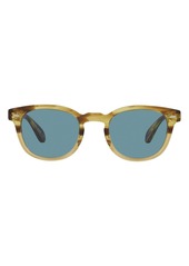Oliver Peoples Sheldrake Phantos 49mm Round Sunglasses in Canarywood Gradient/Cobalt at Nordstrom