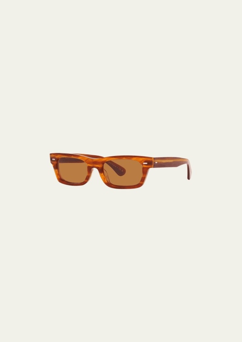 Oliver Peoples Amber Acetate & Crystal Rectangle Sunglasses