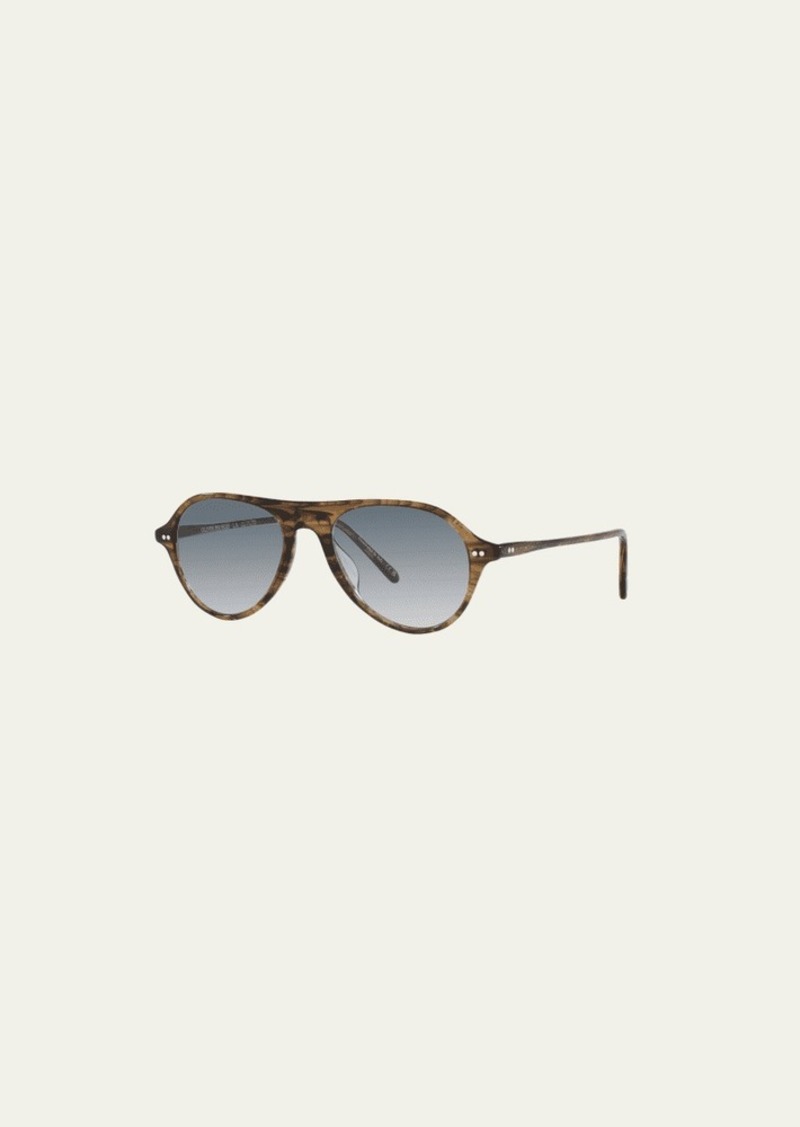 Oliver Peoples Brown Swirl Round Acetate Sunglasses