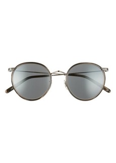Oliver Peoples Casson 49mm Round Sunglasses in Pewter/Black Horn at Nordstrom