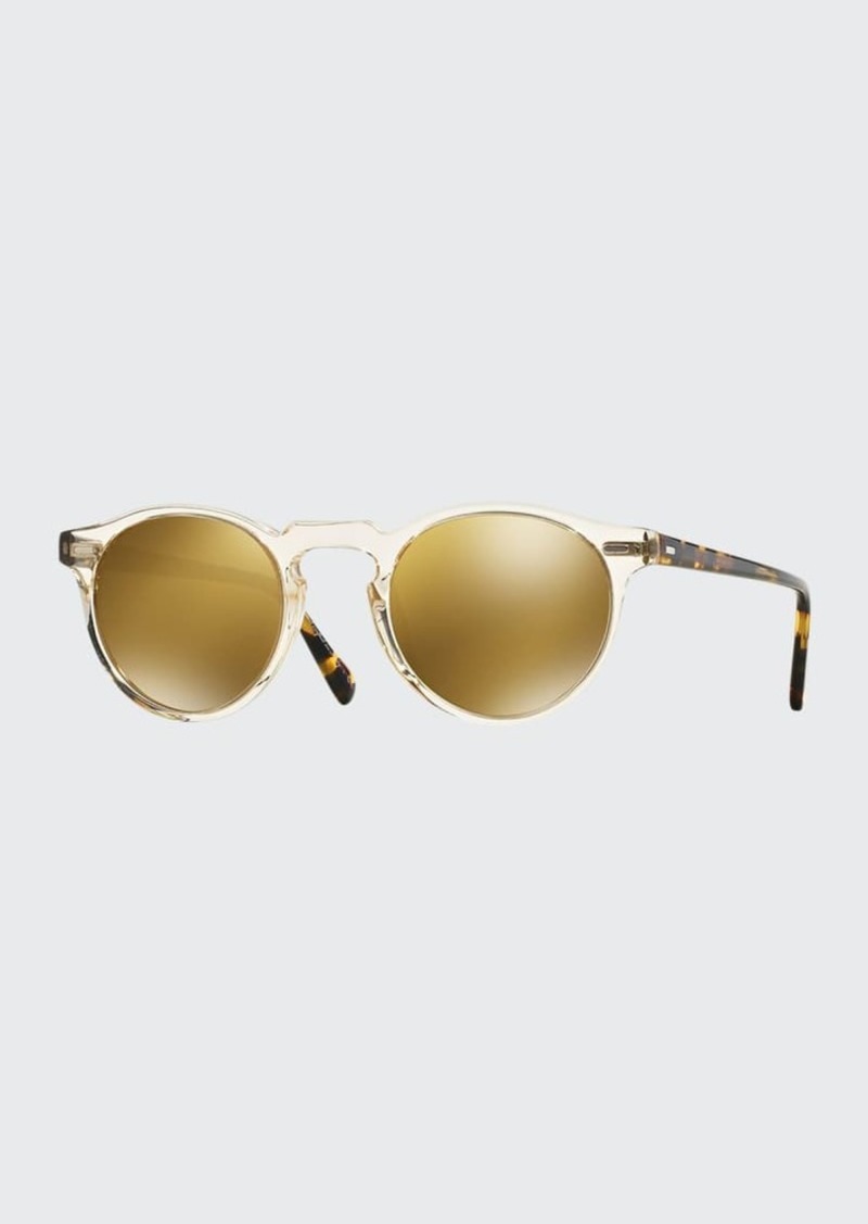 Oliver Peoples Gregory Peck 47 Round Sunglasses  Yellow