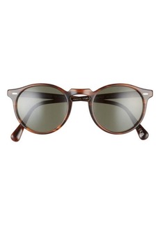 Oliver Peoples Gregory Peck 47mm Polarized Round Sunglasses in Dark Tortoise at Nordstrom