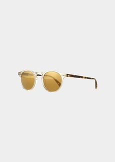 Oliver Peoples Gregory Peck Round Plastic Sunglasses  Clear/Tortoise