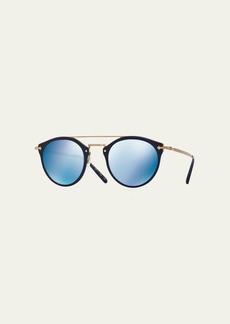 Oliver Peoples Remick Mirrored Brow-Bar Sunglasses  Blue