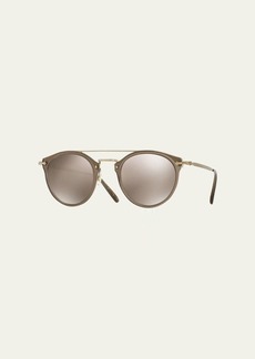 Oliver Peoples Remick Mirrored Brow-Bar Sunglasses  Taupe
