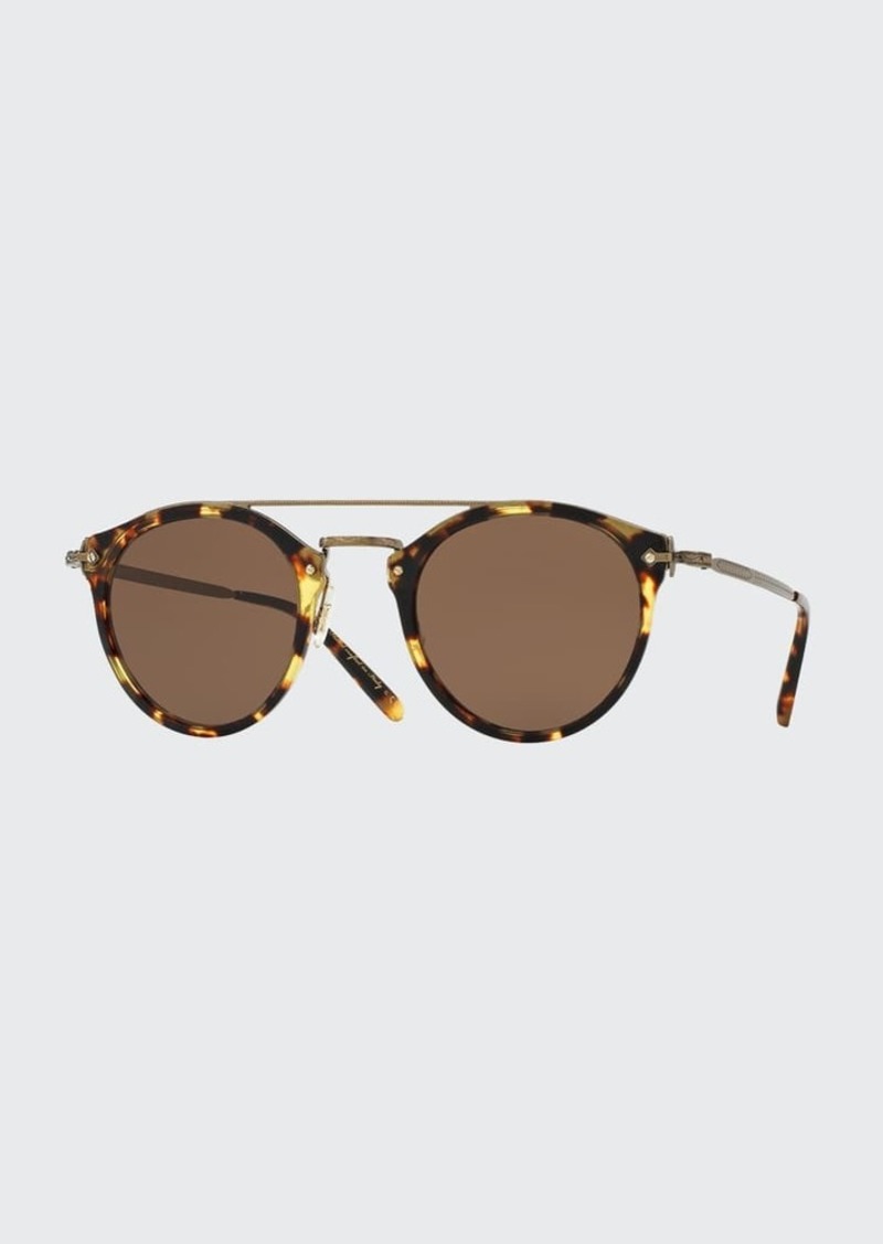 Oliver Peoples Remick Monochromatic Brow-Bar Sunglasses  Brown