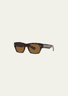 Oliver Peoples Tortoise-Shell Acetate & Crystal Rectangle Sunglasses