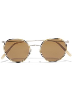 Oliver Peoples Woman Casson Round-frame Silver-tone And Marbled Acetate Sunglasses Mushroom