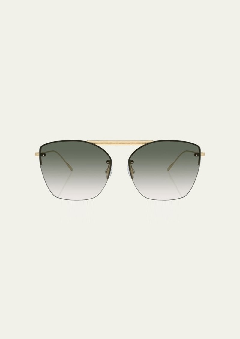 Oliver Peoples Ziane Metal Aviator Sunglasses