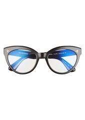 Oliver Peoples Roella 55mm Cat Eye Blue Light Filtering Glasses in Black/Clear at Nordstrom