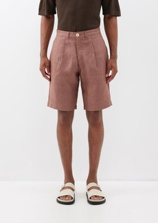 Oliver Spencer - Bishop Pleated Linen Shorts - Mens - Pink
