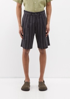 Oliver Spencer - Middelboe Striped Linen Shorts - Mens - Black Stripe