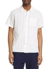 Oliver Spencer Riviera Short Sleeve Organic Cotton Button-Up Shirt in Cream at Nordstrom