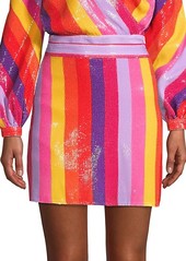 Olivia Rubin Libby Rainbow Stripe Sequin Mini Skirt