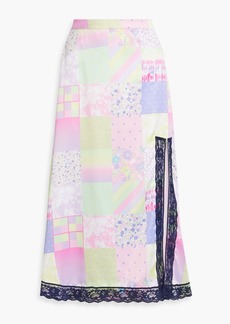 Olivia Rubin - Adrianne patchwork-effect printed satin midi skirt - Purple - UK 8