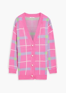 Olivia Rubin - Cecily checked jacquard-knit cardigan - Pink - XL