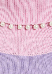 Olivia Rubin - Clemmie embellished color-block knitted turtleneck sweater - Purple - L