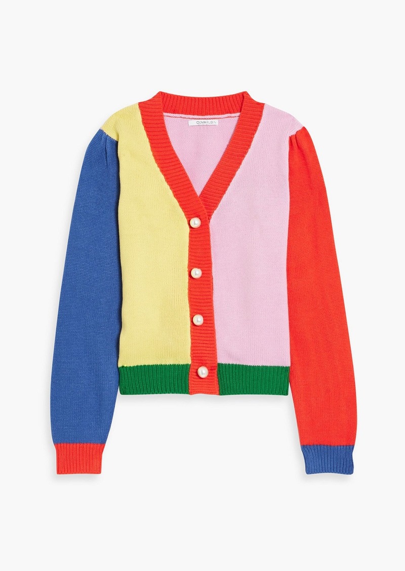 Olivia Rubin - Hilda color-block jacquard-knit cardigan - Pink - L