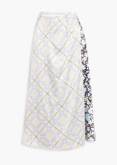 Olivia Rubin - Ida wrap-effect printed satin midi skirt - Multicolor - UK 6