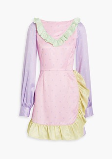 Olivia Rubin - Ruffled polka-dot satin mini dress - Pink - UK 6