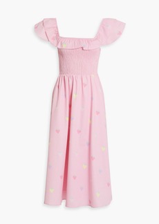 Olivia Rubin - Ruffled printed twill midi dress - Pink - UK 6