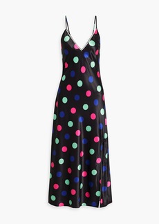 Olivia Rubin - Veronica embellished polka-dot satin midi slip dress - Black - UK 8