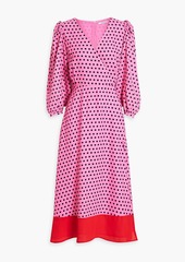 Olivia Rubin - Wrap-effect polka-dot crepe de chine midi dress - Pink - UK 8