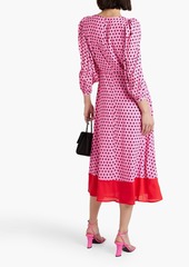 Olivia Rubin - Wrap-effect polka-dot crepe de chine midi dress - Pink - UK 8