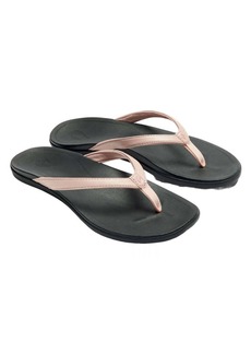 OluKai Ho'opio Beach Sandals In Petal Pink Metallic/black