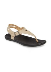 OluKai 'Eheu V-Strap Sandal in Tapa/Black Leather at Nordstrom